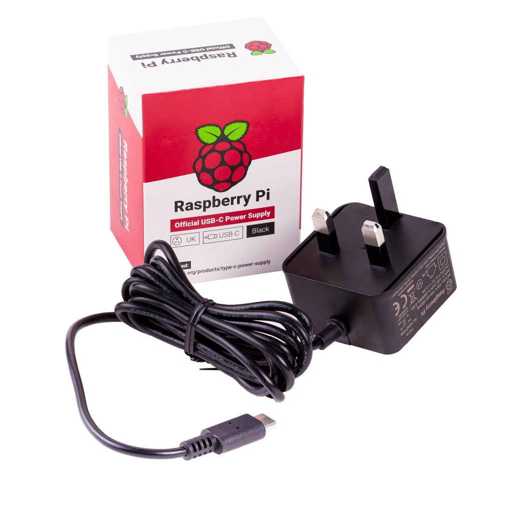 Offisiell Raspberry Pi USB-C Strømforsyning – UK - 5V 3A - Svart