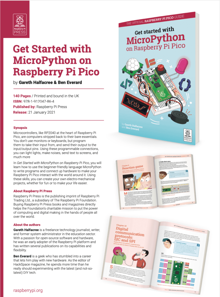 Book Get Started With Micropython On Raspberry Pi Pico • Raspberrypidk 