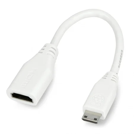 Official Raspberry Pi Mini HDMI Adaptor Cable - 10cm - White