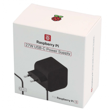 Offisiell Raspberry Pi 27W USB-C Strømforsyning - EU - 5V 5A - Svart