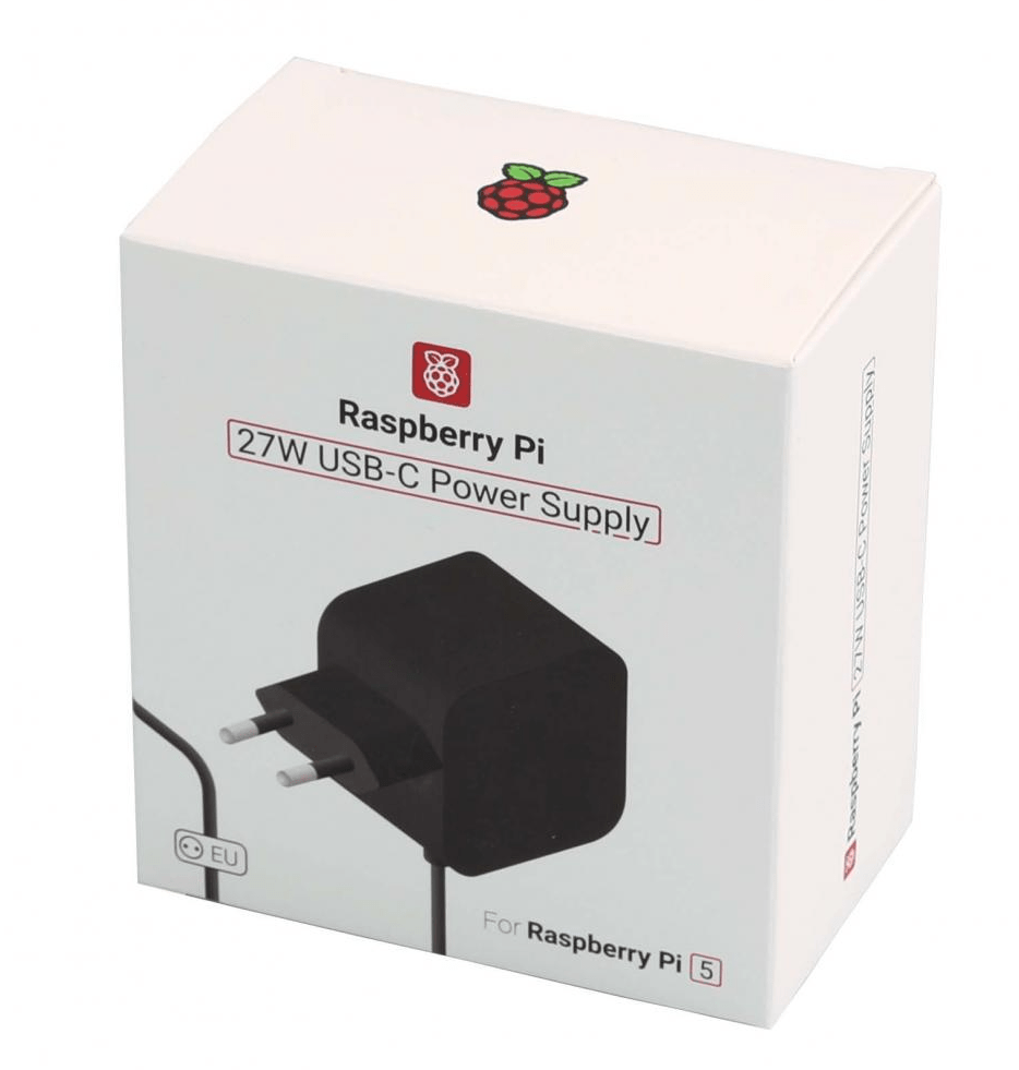 Offisiell Raspberry Pi 5 USB-C Strømforsyning - EU - 5V 5A - Svart