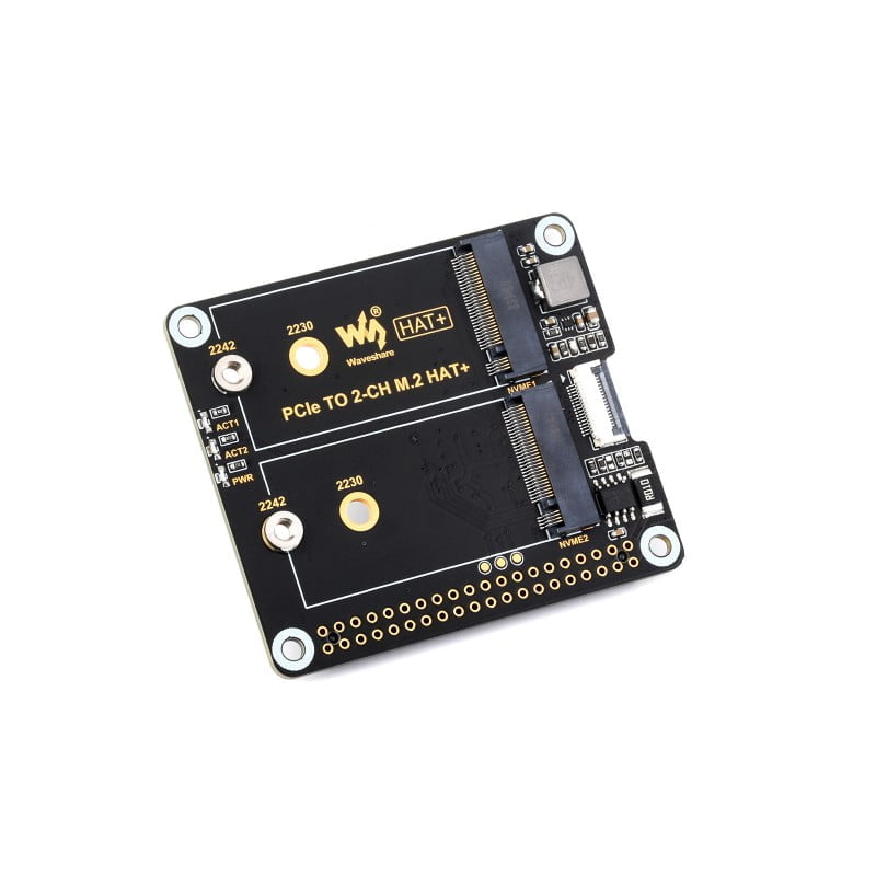 Waveshare PCIe–2-ch M.2 -sovitin Raspberry Pi 5:lle