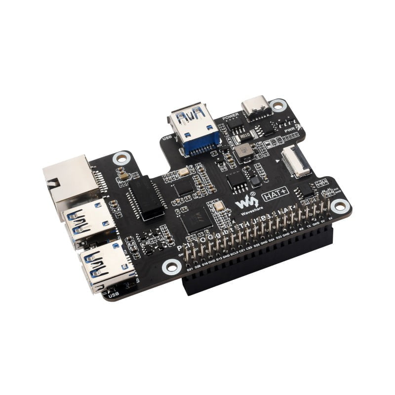 Waveshare PCIe - Gigabit Ethernet ja USB 3.2 Gen1 HAT Raspberry Pi 5:lle